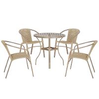 04 Cadeiras Floripa E Mesa Roma 100cm Fendi Trama Original Rami - 1