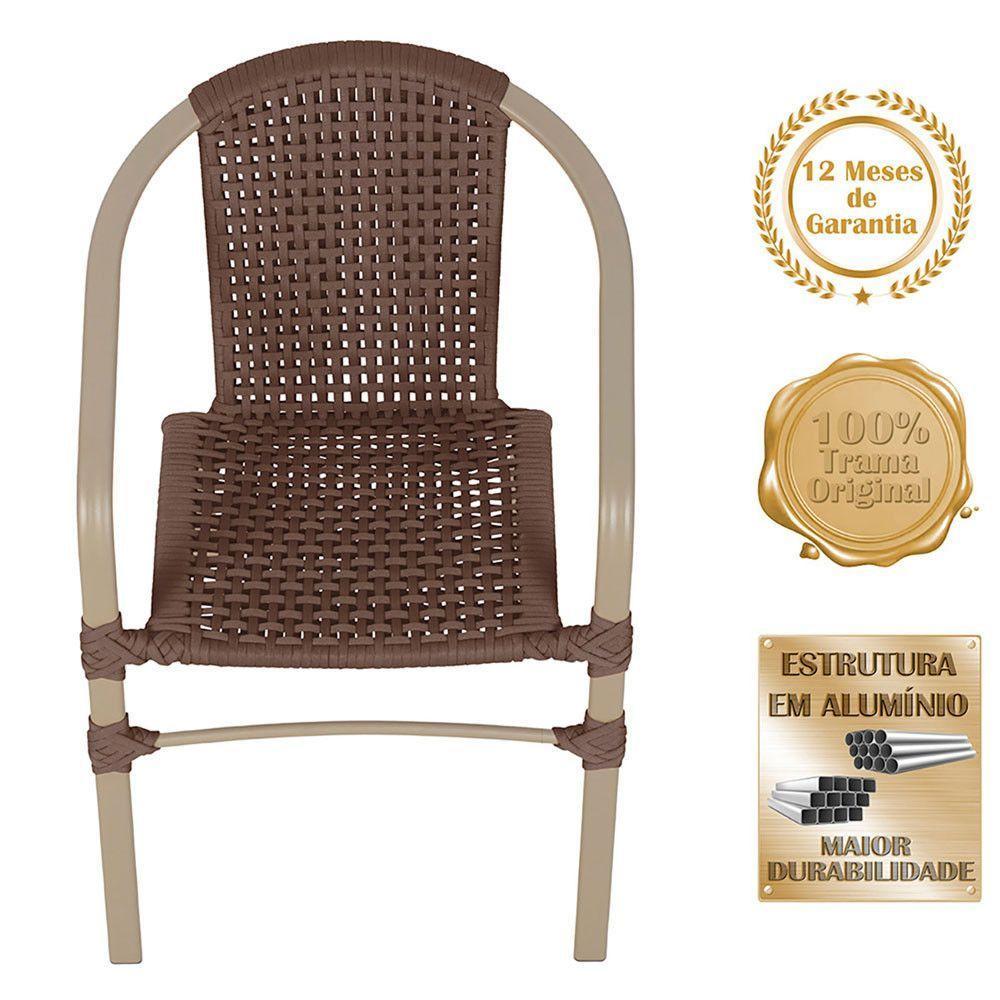 04 Cadeiras Floripa E Mesa Roma 80cm Fendi Trama Original Marrom - 3