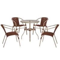 04 Cadeiras Floripa E Mesa Roma 80cm Fendi Trama Original Marrom - 1