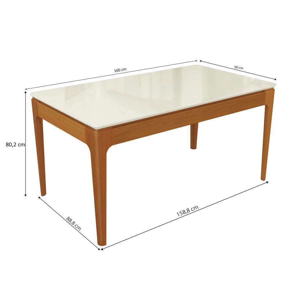 Conjunto Sala De Jantar Madeira Maciça 6 Cadeiras Kappesberg Off White Boucle Bege - 3