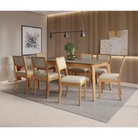 Conjunto Sala De Jantar Madeira Maciça 8 Cadeiras Kappesberg Linho Argila - 1