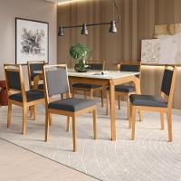 Conjunto Sala De Jantar Madeira Maciça 6 Cadeiras Kappesberg Off White Bouclé Chumbo - 1
