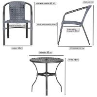 04 Cadeiras Floripa E Mesa Roma 80cm Preta Trama Original Prata - 2