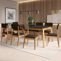 Conjunto Sala De Jantar Madeira Maciça 8 Cadeiras Kappesberg Preto Bouclé Chocolate - 1