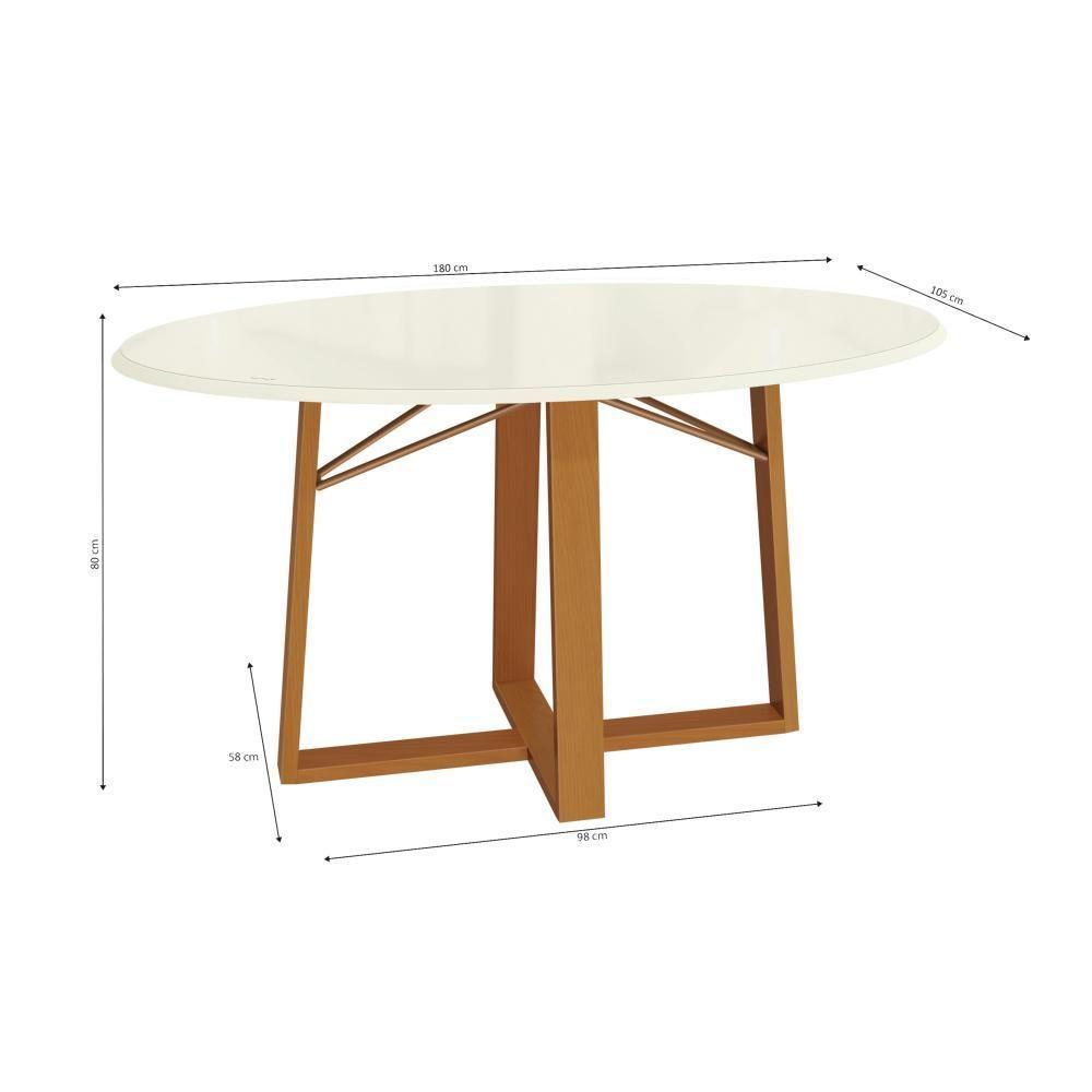 Conjunto Sala De Jantar Madeira Maciça 4 Cadeiras Kappesberg Off White Linho Claro Tela Bege - 3