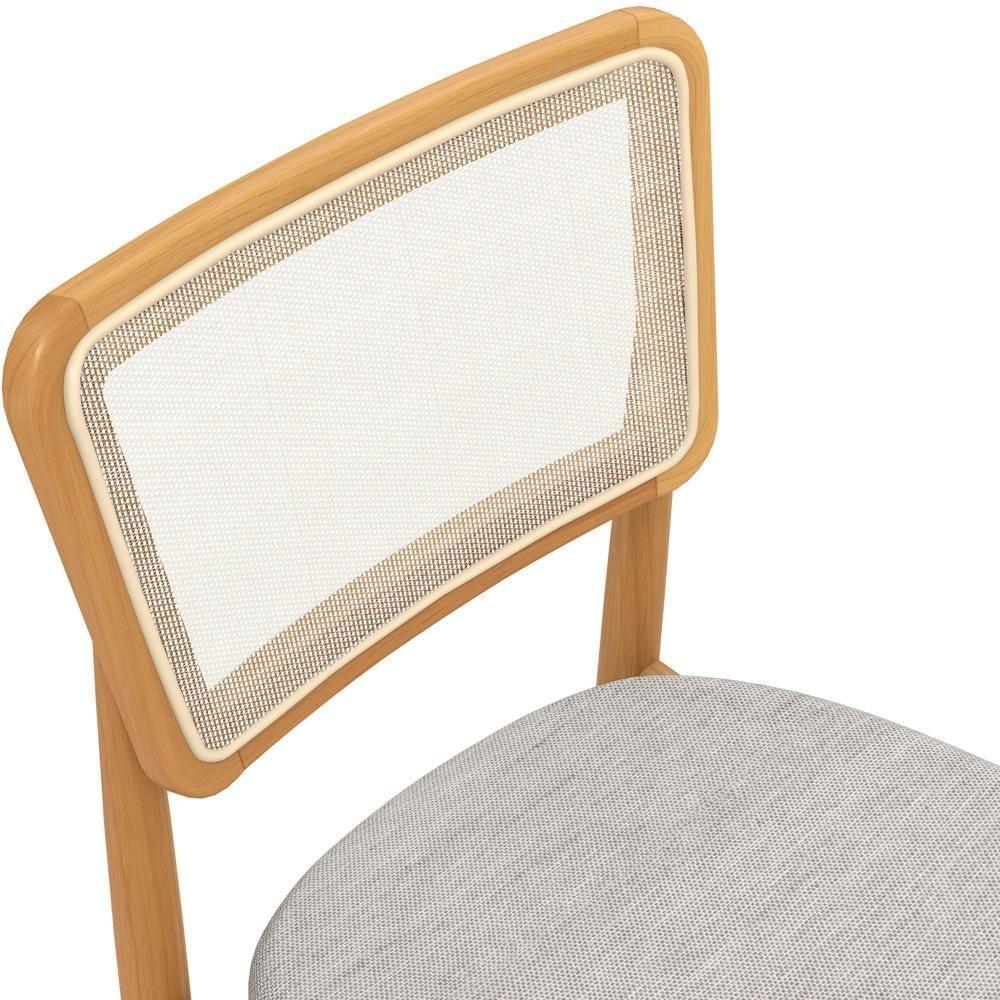 Conjunto Sala De Jantar Madeira Maciça 4 Cadeiras Kappesberg Off White Linho Claro Tela Bege - 6