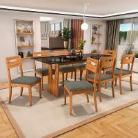 Conjunto Sala De Jantar Madeira Maciça 8 Cadeiras Kappesberg Preto Linho Chumbo - 1