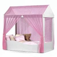 Cama Infantil Colina Casinha Com Voal Branco Rosa