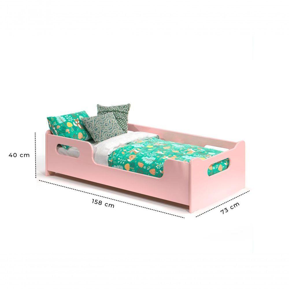 Cama Infantil Encanto Com Grade Proteção E Colchão Rosa - 6