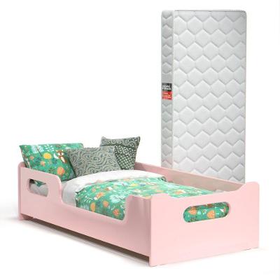 Cama Infantil Encanto Com Grade Proteção E Colchão Rosa