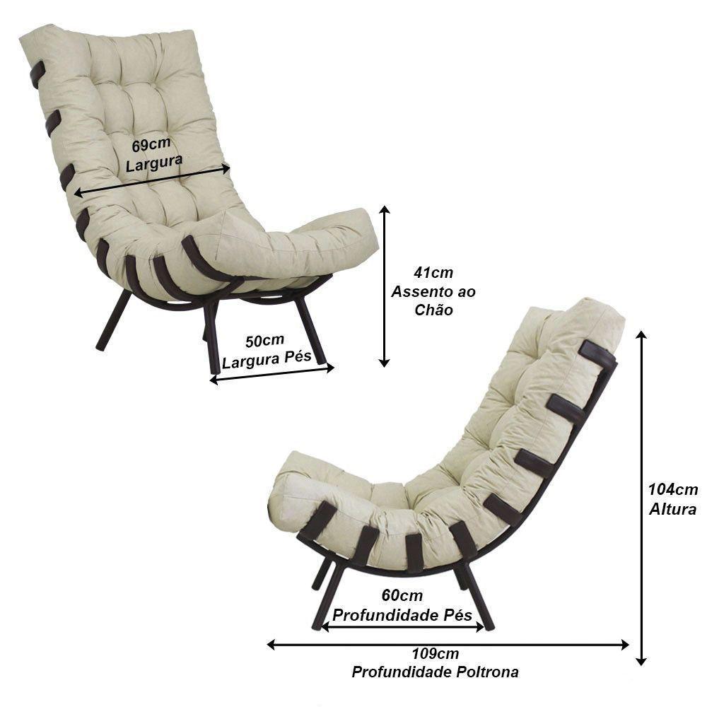 Kit Almofada Poltrona Costela Alumínio Decorativo Sala Preto - 7