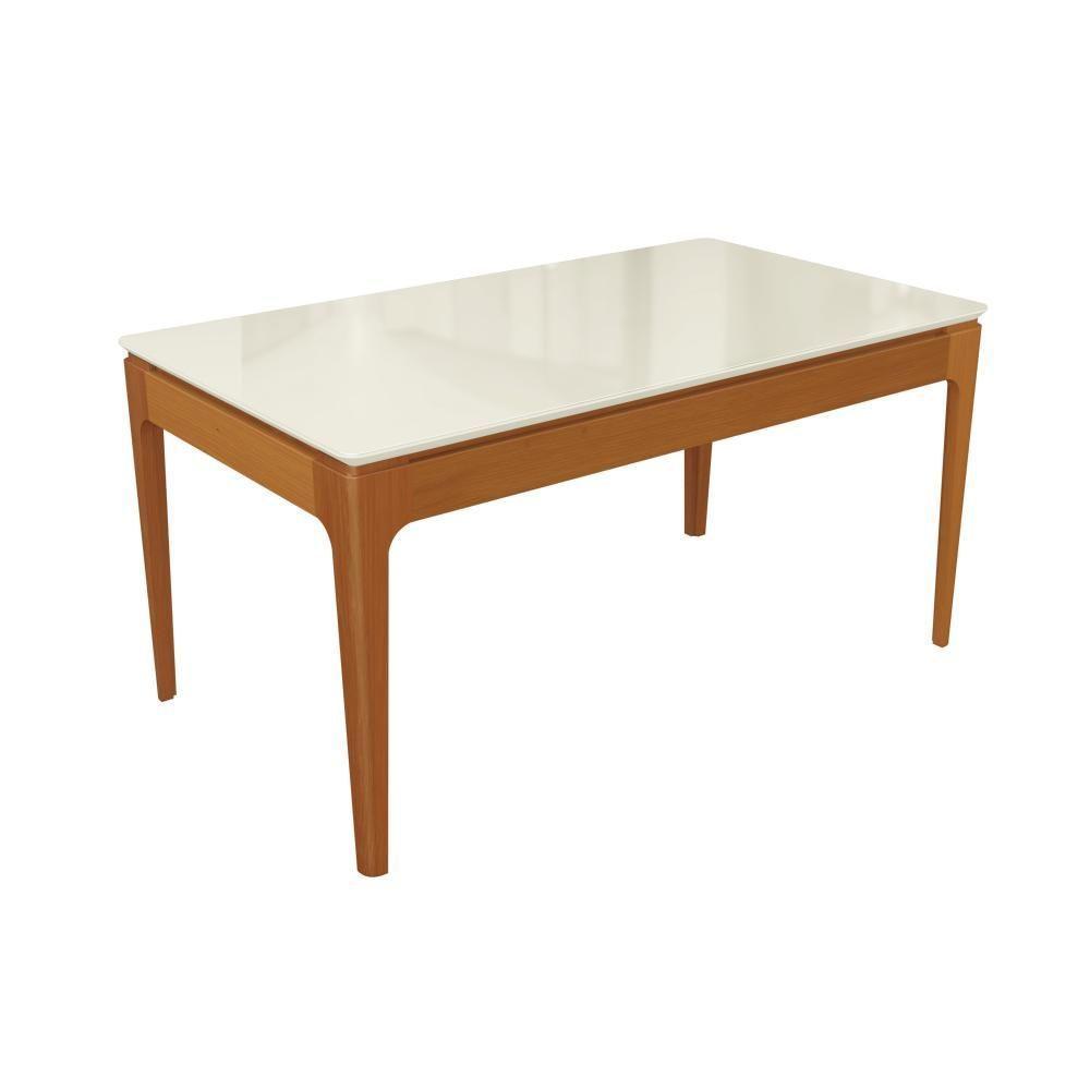 Conjunto Sala De Jantar Madeira Maciça 6 Cadeiras Kappesberg Off White Linho Areia tela Bege - 2