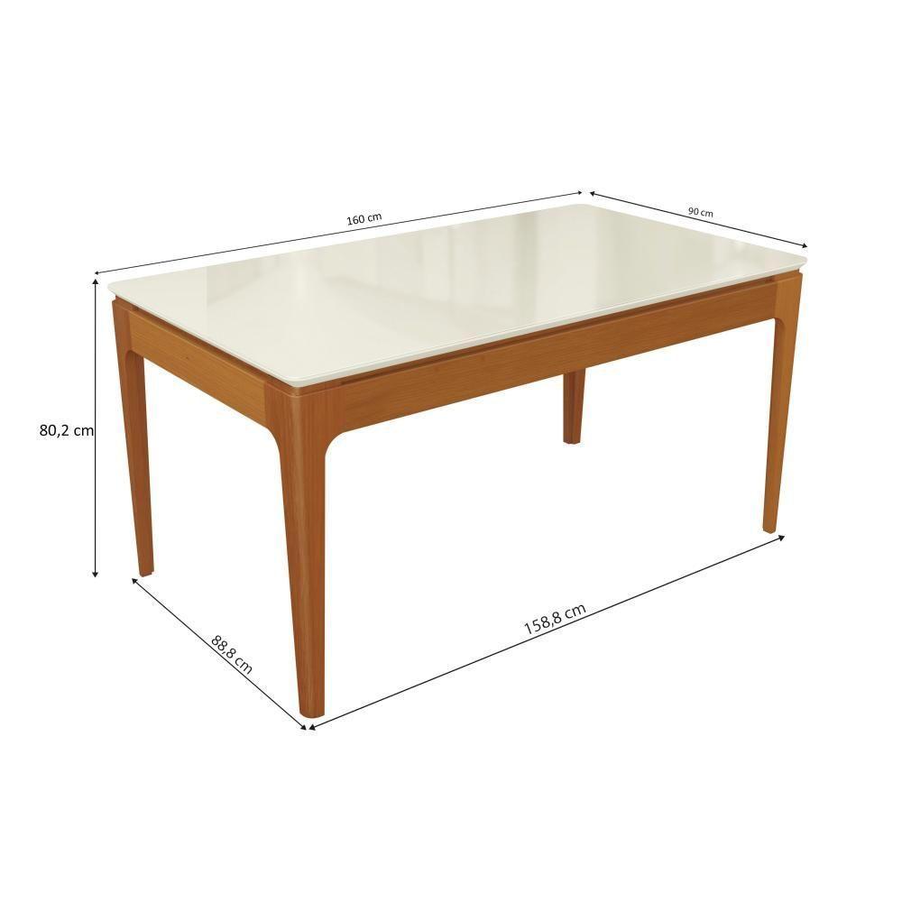 Conjunto Sala De Jantar Madeira Maciça 6 Cadeiras Kappesberg Off White Linho Areia tela Bege - 3