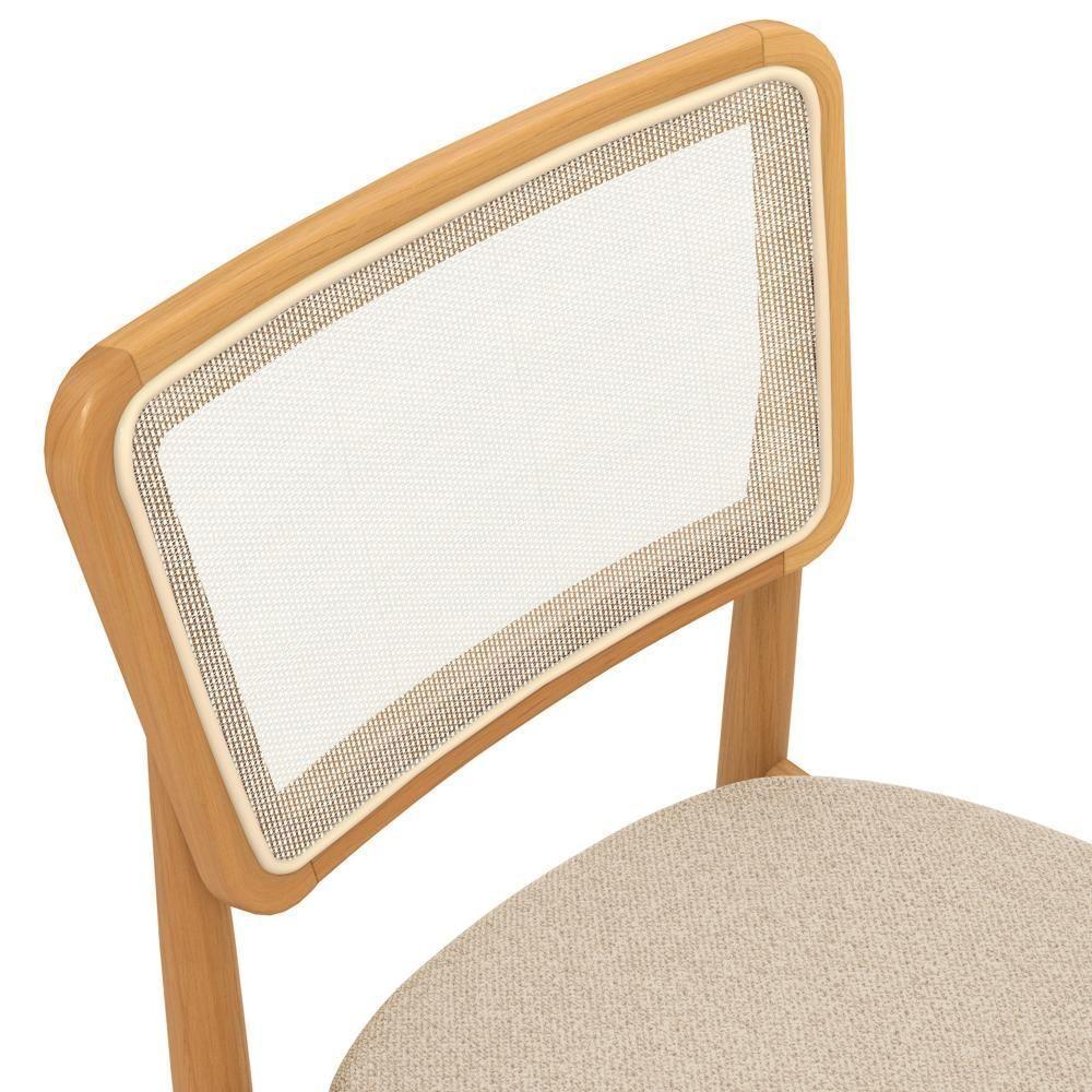 Conjunto Sala De Jantar Madeira Maciça 6 Cadeiras Kappesberg Off White Linho Areia tela Bege - 5