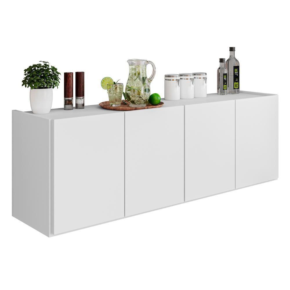 Balcão De Cozinha Suspenso 118cm 4 Portas Monna Branco Z34 - Mpozenato - 1
