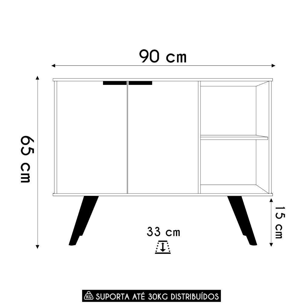 Balcão Buffet Cantinho Do Café Bianca Branco-freijó Z34 - Mpozenato - 4