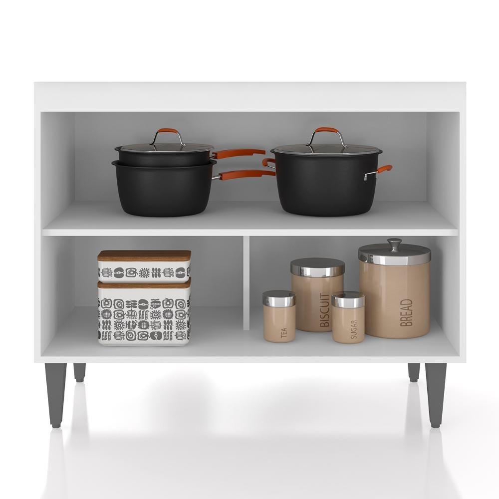 Balcão De Cozinha Com Pia Inox 100cm Pérola Z34 Branco - Mpozenato - 5