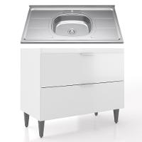 Balcão De Cozinha Com Pia Inox 100cm Pérola Z34 Branco - Mpozenato - 1