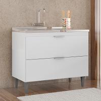 Balcão De Cozinha Com Pia Inox 100cm Pérola Z34 Branco - Mpozenato - 2