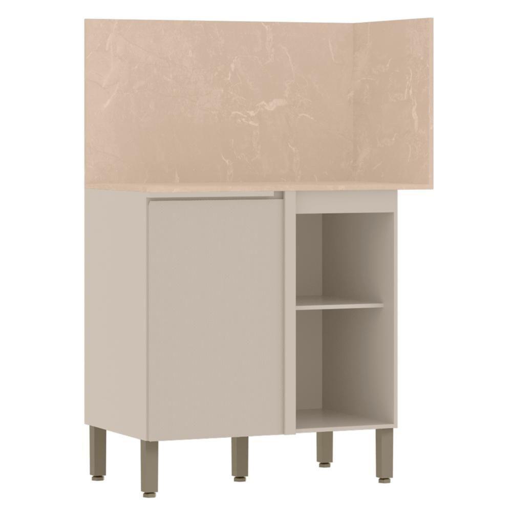 Balcão De Canto Reto Com Tampo E Painel 94cm Minsk Vanilla Z06 - Mpozenato - 6