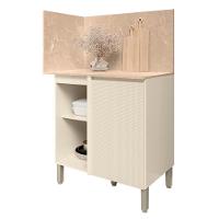 Balcão De Canto Reto Com Tampo E Painel 94cm Minsk Vanilla Z06 - Mpozenato - 1