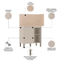 Balcão De Canto Reto Com Tampo E Painel 94cm Minsk Vanilla Z06 - Mpozenato - 3