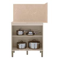 Balcão De Canto Reto Com Tampo E Painel 94cm Minsk Vanilla Z06 - Mpozenato - 5