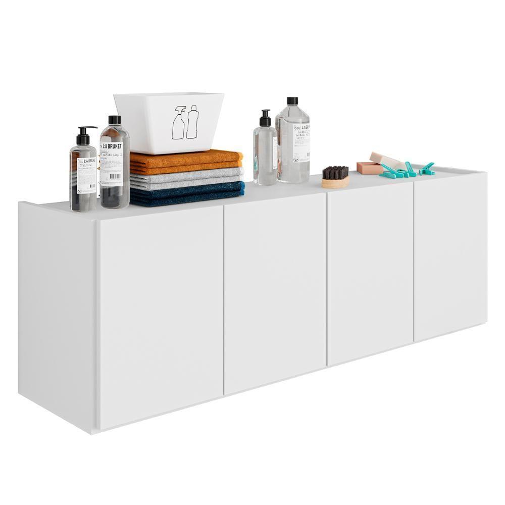 Balcão Suspenso Multiuso Lavanderia 118cm Monna Branco Z34 - Mpozenato - 1