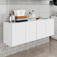 Balcão Suspenso Multiuso Lavanderia 118cm Monna Branco Z34 - Mpozenato - 2