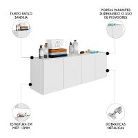 Balcão Suspenso Multiuso Lavanderia 118cm Monna Branco Z34 - Mpozenato - 3