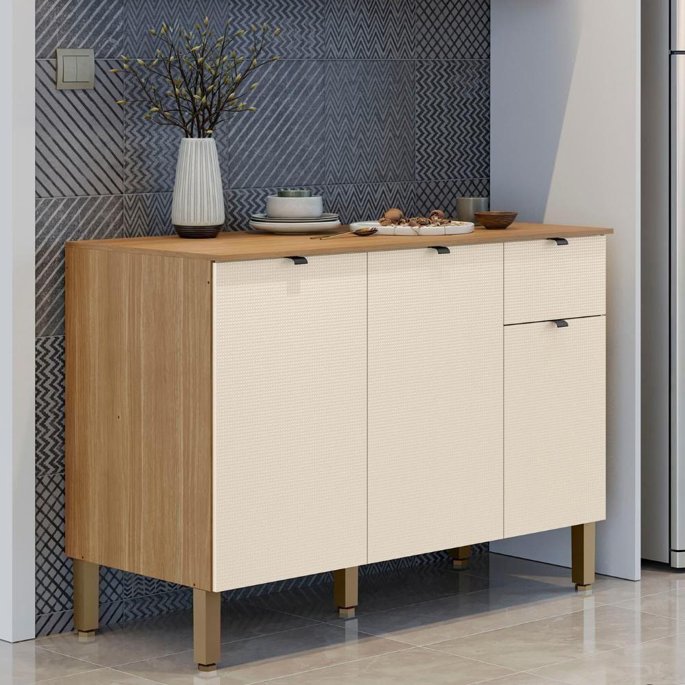 Balcão De Cozinha Com Tampo 120cm Laura Plus Soft-freijó Z06 - Mpozenato - 2