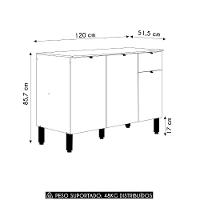Balcão De Cozinha Com Tampo 120cm Laura Plus Soft-freijó Z06 - Mpozenato