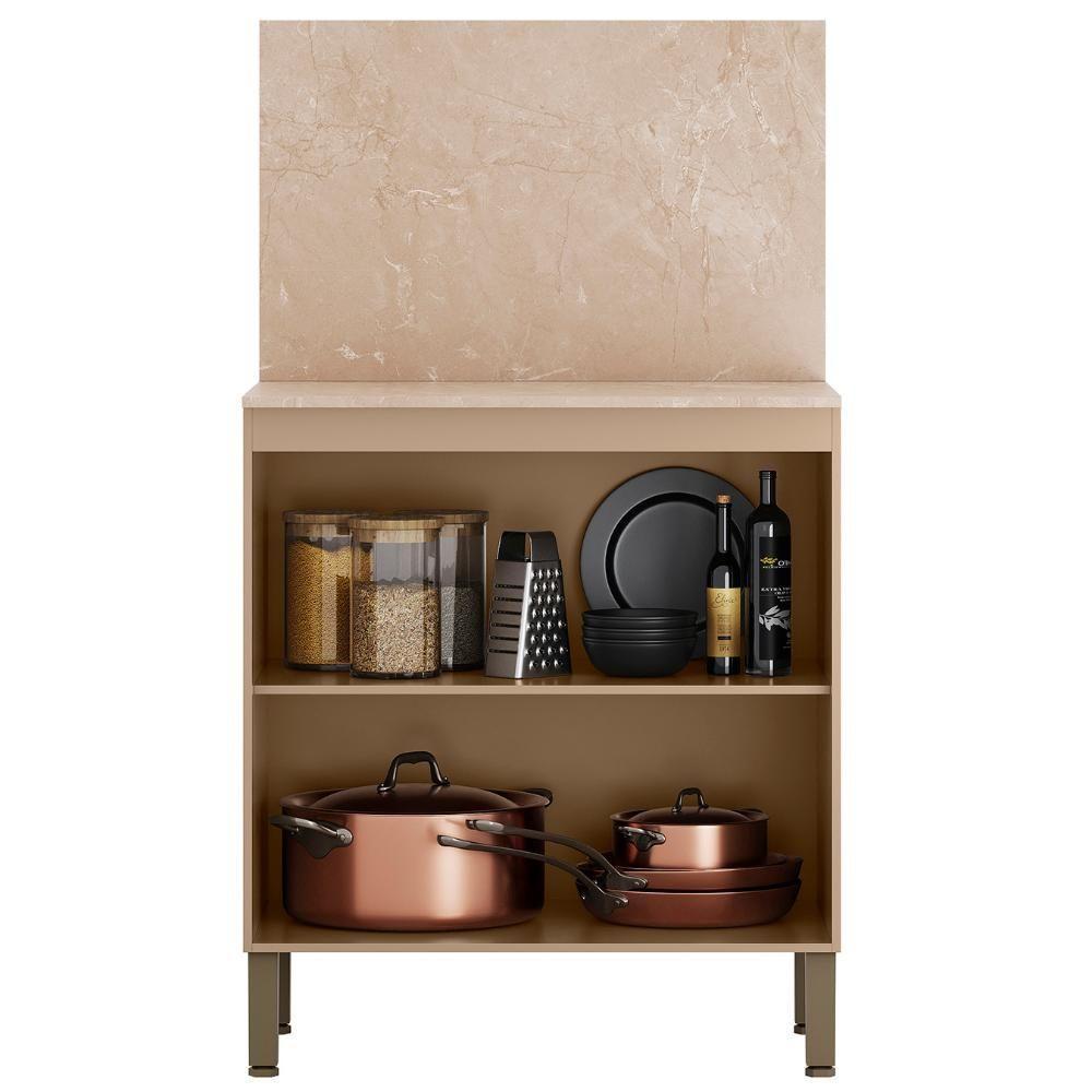 Balcão De Cozinha Com Tampo 80cm 2 Portas Minsk Vanilla Z06 - Mpozenato - 5