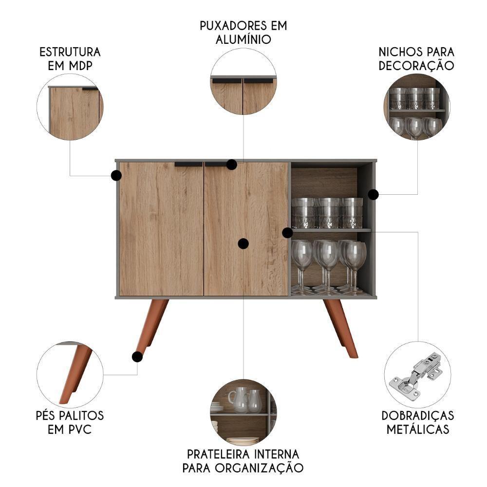 Balcão Buffet Cantinho Do Café Bianca Freijó-grafite Z34 - Mpozenato - 3