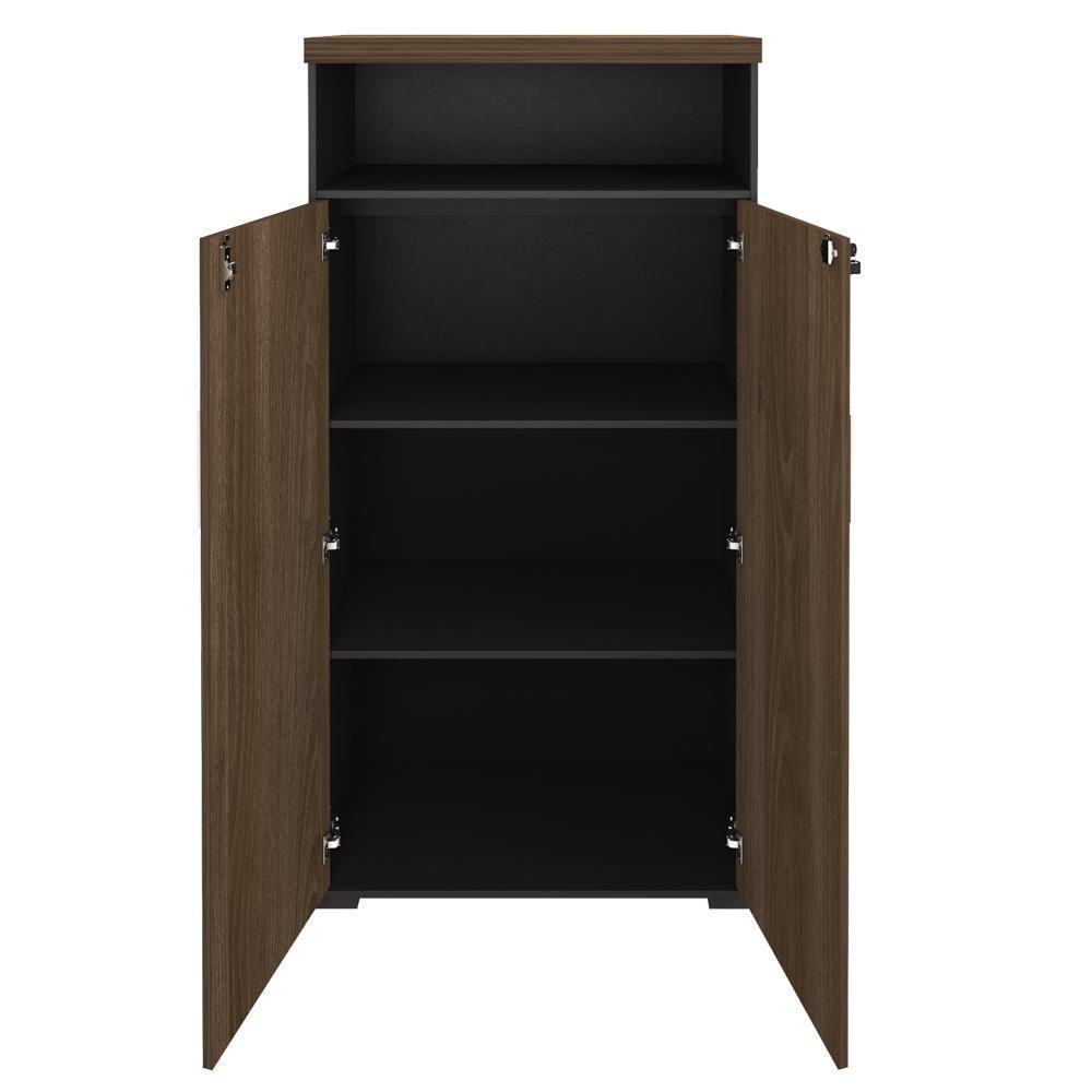 Armário Alto Para Escritório 89cm Tamburato A06 Marrom-preto - Mpozenato - 3