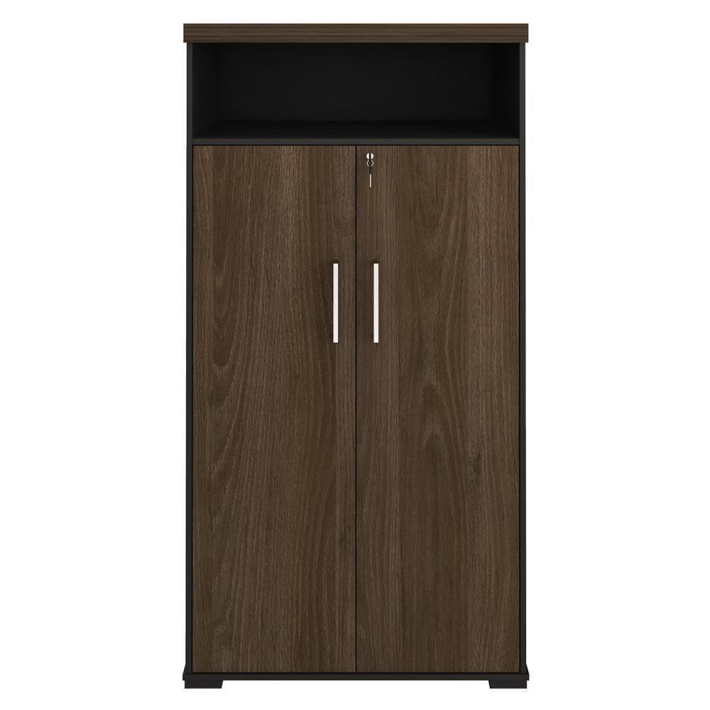 Armário Alto Para Escritório 89cm Tamburato A06 Marrom-preto - Mpozenato - 8