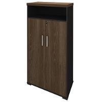 Armário Alto Para Escritório 89cm Tamburato A06 Marrom-preto - Mpozenato - 1