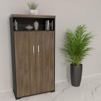 Armário Alto Para Escritório 89cm Tamburato A06 Marrom-preto - Mpozenato - 2