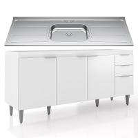 Balcão De Cozinha Com Pia Inox 180cm Pérola Z34 Branco - Mpozenato - 1