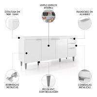 Balcão De Cozinha Com Pia Inox 180cm Pérola Z34 Branco - Mpozenato - 3