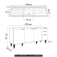 Balcão De Cozinha Com Pia Inox 180cm Pérola Z34 Branco - Mpozenato