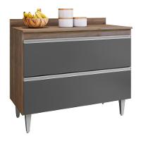 Balcão De Cozinha Com Tampo 100cm Julia Z34 Freijó-grafite - Mpozenato - 1