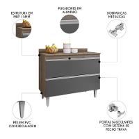 Balcão De Cozinha Com Tampo 100cm Julia Z34 Freijó-grafite - Mpozenato - 3