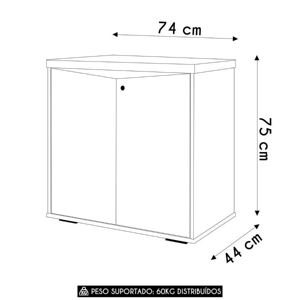 Balcão Para Escritório 74cm 2 Portas Rayly Nogal-preto A06 - Mpozenato - 4