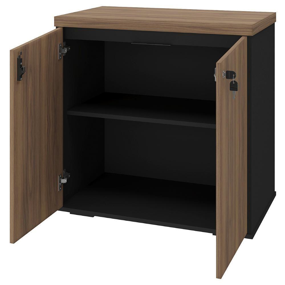 Balcão Para Escritório 74cm 2 Portas Rayly Nogal-preto A06 - Mpozenato - 5
