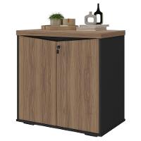 Balcão Para Escritório 74cm 2 Portas Rayly Nogal-preto A06 - Mpozenato - 1