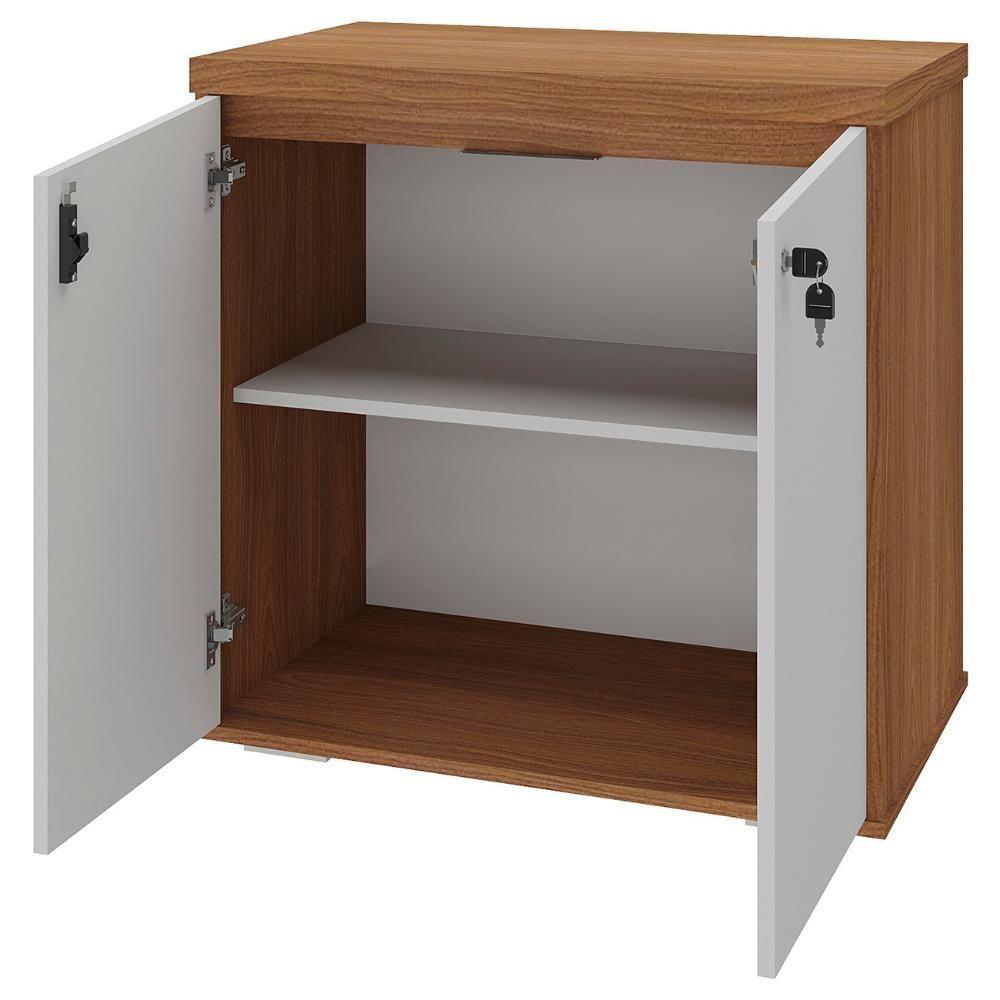 Balcão Para Escritório 74cm 2 Portas Rayly Freijó-branco A06 - Mpozenato - 5