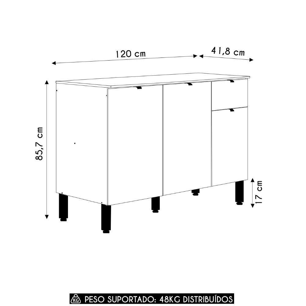 Balcão De Cozinha Com Tampo 3 Portas Laura Plus Soft-freijó Z06 - Mpozenato - 4