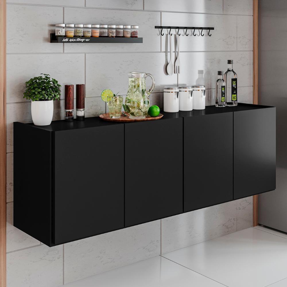 Balcão Suspenso Multiuso Lavanderia 118cm Monna Preto Z34 - Mpozenato - 2