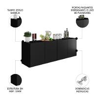 Balcão Suspenso Multiuso Lavanderia 118cm Monna Preto Z34 - Mpozenato - 3